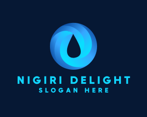 Round Water Droplet logo design