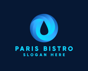 Round Water Droplet logo design