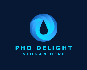 Round Water Droplet logo design