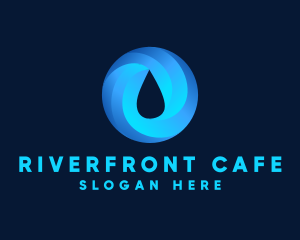 Round Water Droplet logo design