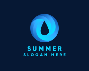 Round Water Droplet logo design