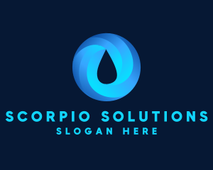 Round Water Droplet logo design