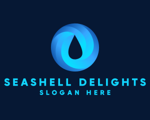 Round Water Droplet logo design