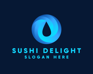 Round Water Droplet logo design