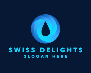 Round Water Droplet logo design