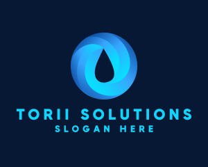 Round Water Droplet logo design