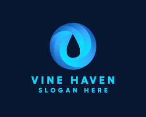 Round Water Droplet logo design