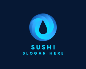 Round Water Droplet logo design