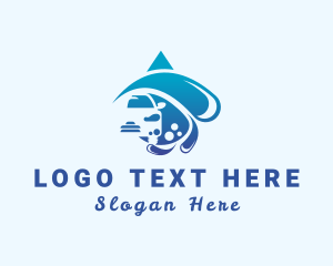 Cleaning Services - Blue Car Cleaning Droplet logo design