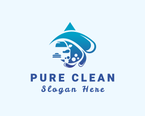 Blue Car Cleaning Droplet logo design