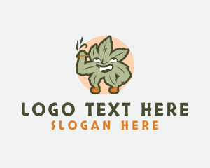 Cartoon - Leaf Marijuana Smoker logo design