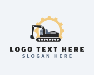 Construction Worker - Gear Industrial Excavator logo design