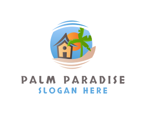  House Beach Tropical logo design