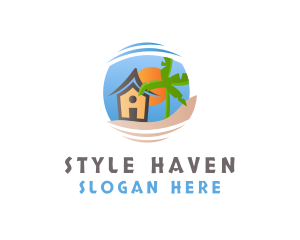 Hut - House Beach Tropical logo design