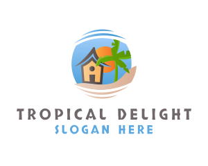  House Beach Tropical logo design