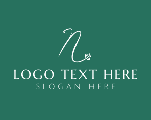 White - Floral Letter N logo design