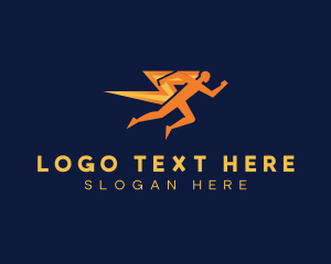 Fast - Lightning Running  Man logo design