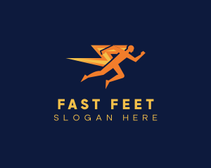 Running - Lightning Running  Man logo design