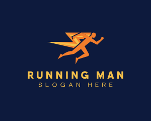 Lightning Running  Man  logo design
