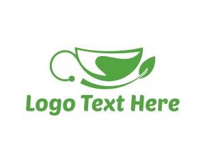 Tea Cup - Green Leaf Cup logo design