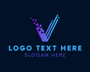 Letter V - Cyber Pixel Application logo design