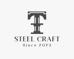 Steel - Letter T Steel Structure logo design