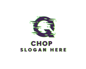 Online - Distorted Glitch Letter Q logo design