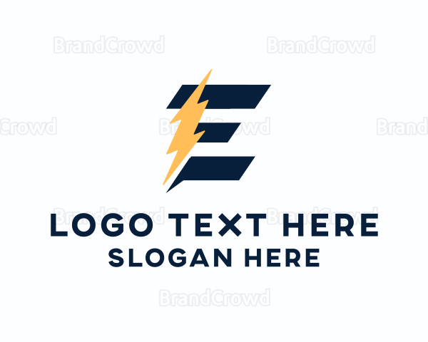 Energy Power Bolt Letter E Logo