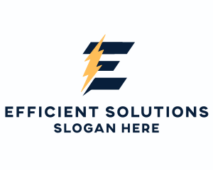 Energy Power Bolt Letter E logo design