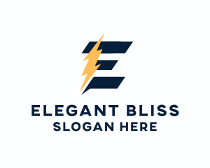 Energy Power Bolt Letter E logo design