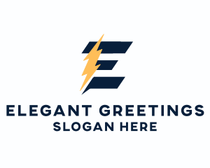 Energy Power Bolt Letter E logo design