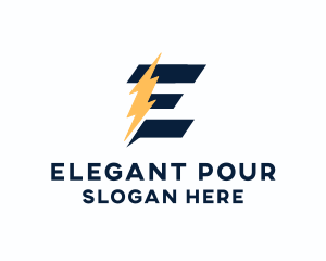 Energy Power Bolt Letter E logo design