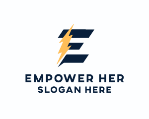 Energy Power Bolt Letter E logo design