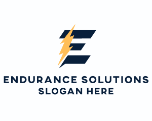 Energy Power Bolt Letter E logo design