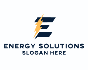 Energy Power Bolt Letter E logo design