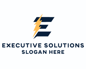 Energy Power Bolt Letter E logo design