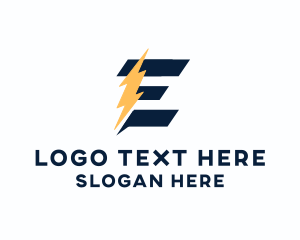 Battery - Energy Power Bolt Letter E logo design