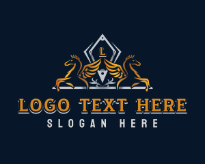 Classy - Pegasus  Shield Crest logo design