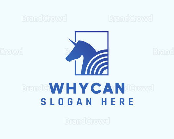 Blue Unicorn Creature Logo