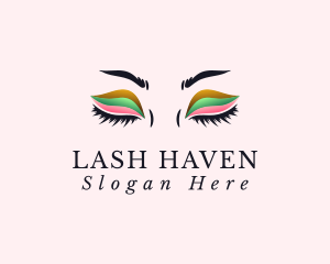 Colorful Eyeshadow Lashes logo design