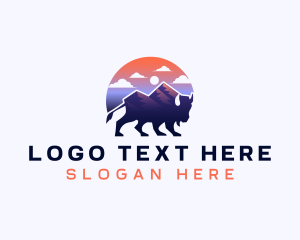 Mountain - Buffalo Bison Adventure logo design