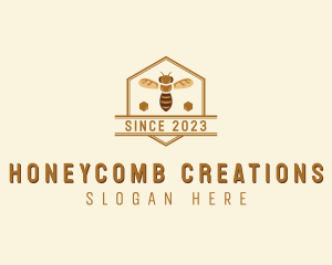 Honey Bee Honeycomb logo design