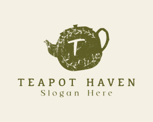 Teapot - Rustic Teapot Wreath logo design