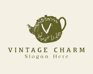 Old Fashioned - Rustic Teapot Wreath logo design