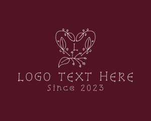 Letter - Heart Leaf Floral Wreath logo design