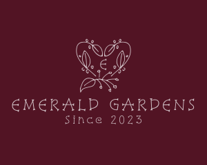 Heart Leaf Floral Wreath  logo design