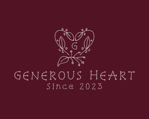 Heart Leaf Floral Wreath  logo design