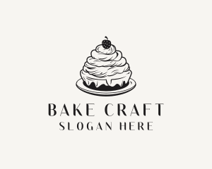 Strawberry Cake Dessert logo design