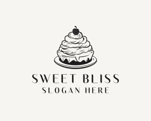 Strawberry Cake Dessert logo design