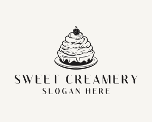 Strawberry Cake Dessert logo design